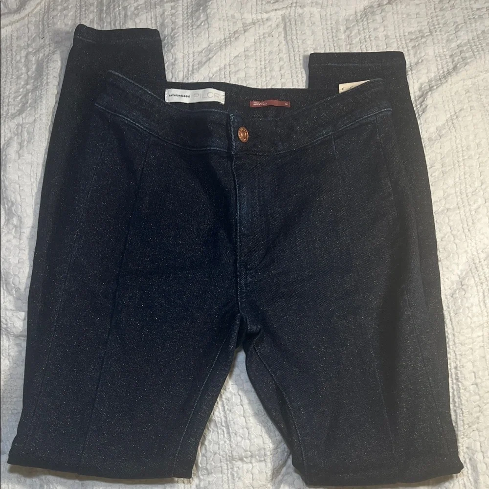 Pilcro high rise denim sparkly fabric denim leggings size 26